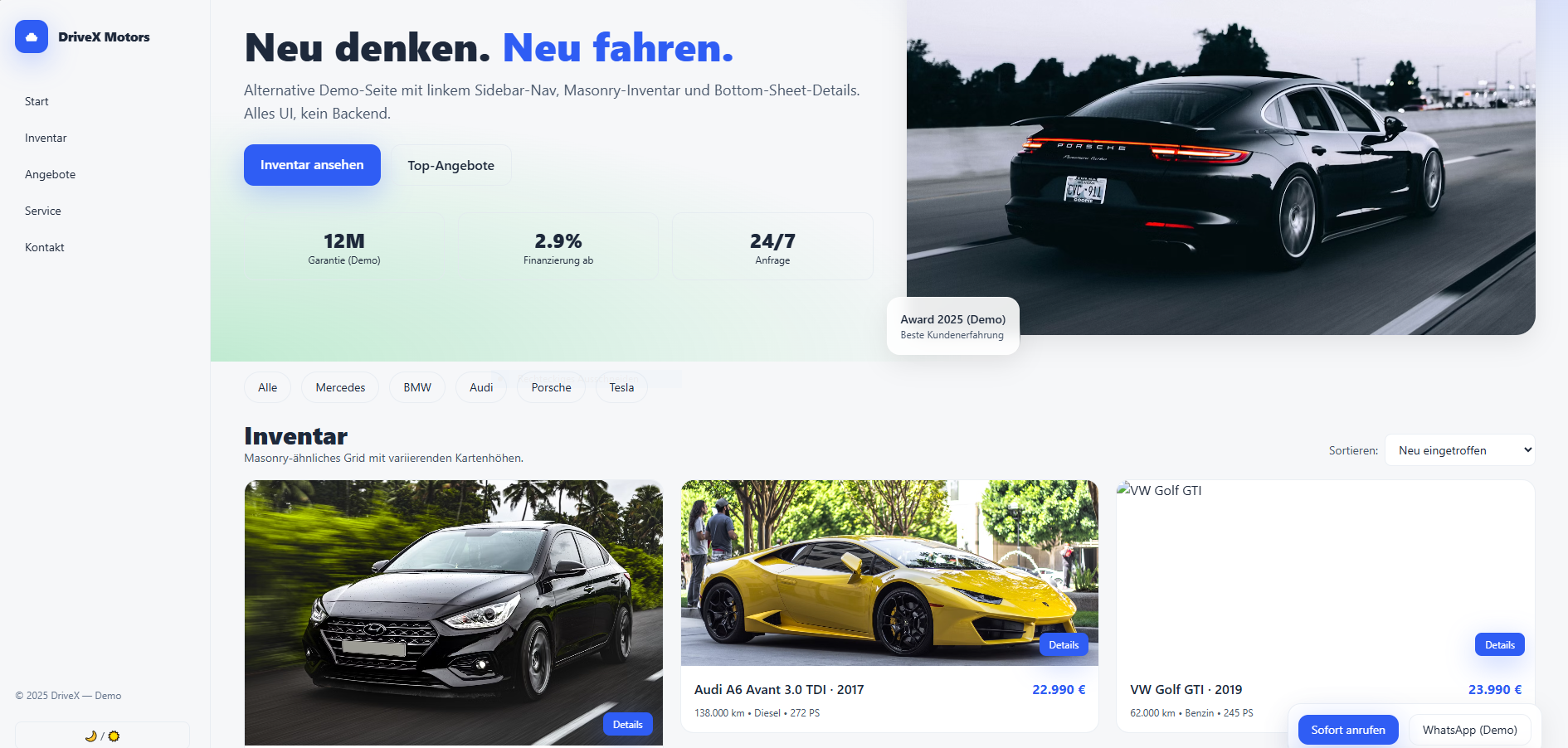 Autohändler Website – Beispielbild