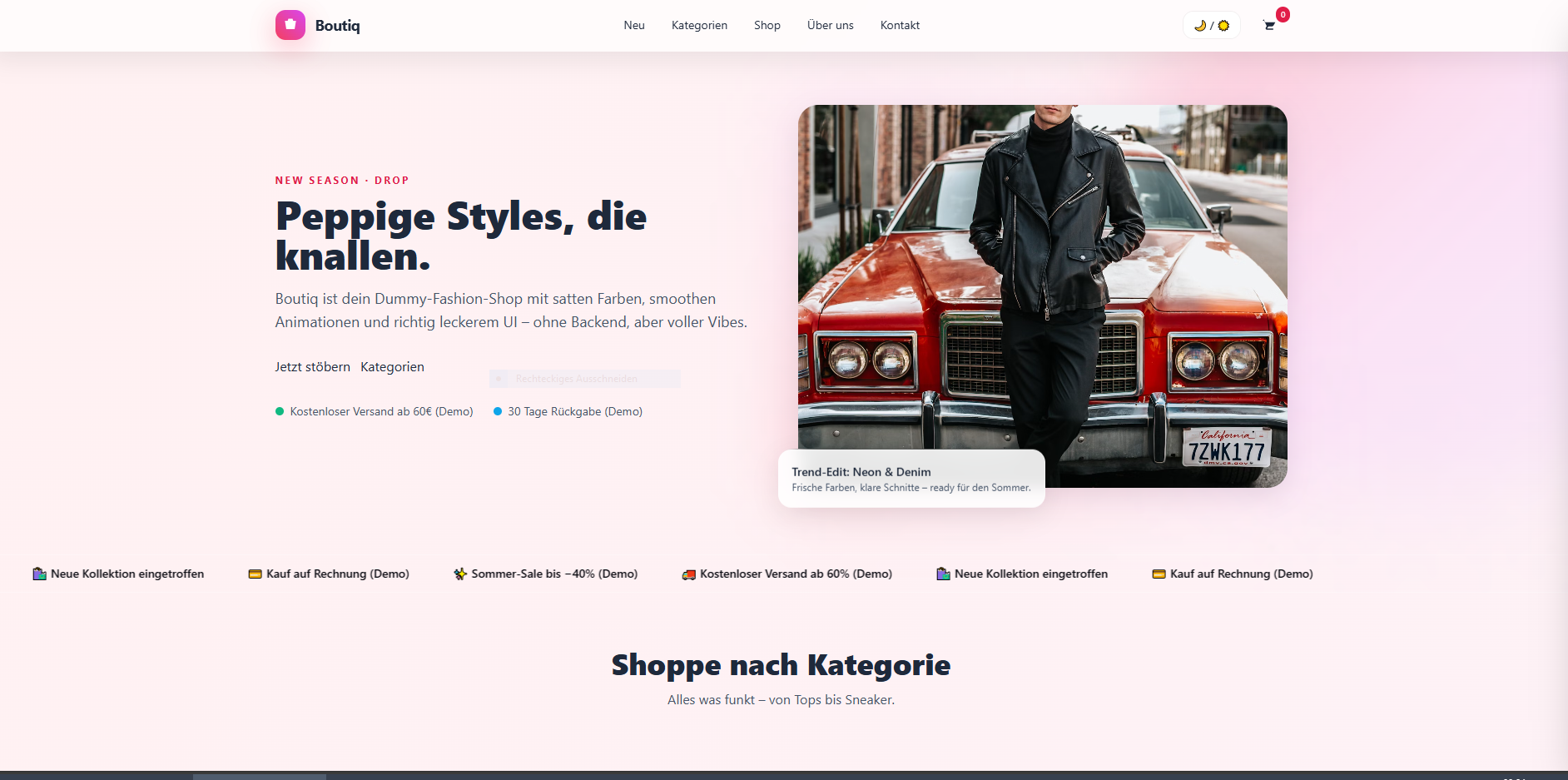 Boutique Website – Beispielbild