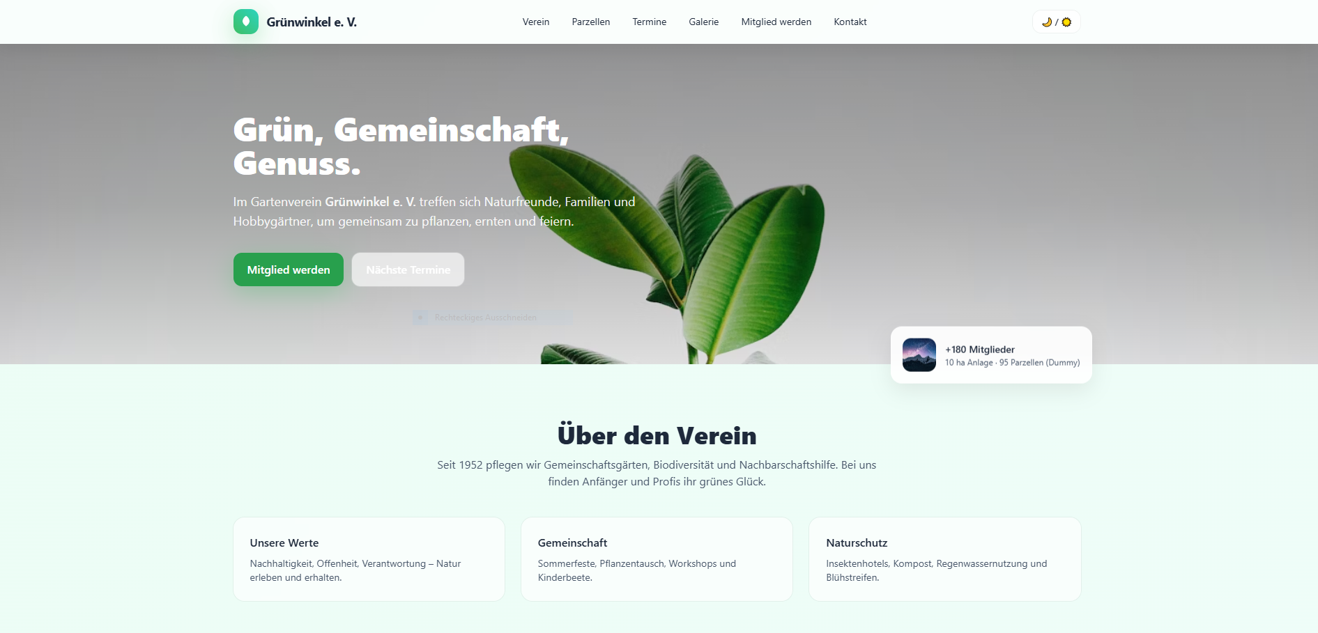 Gartenverein Website – Beispielbild