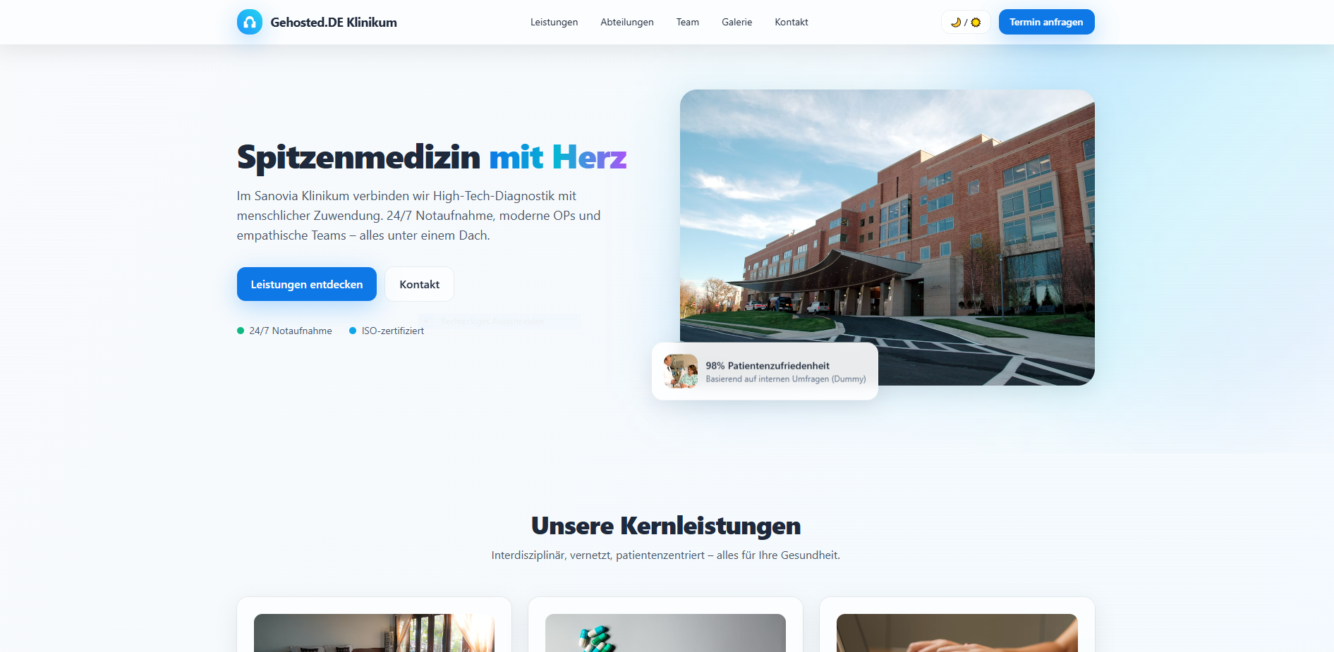 Krankenhaus Website – Beispielbild